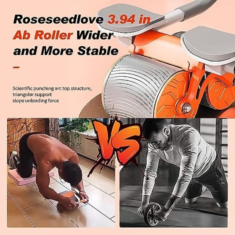 Home gym abdominal roller wheel with TPR material, black and silver color, automatic rebound function for core strengthening and safe elbow/knee support - Image 5