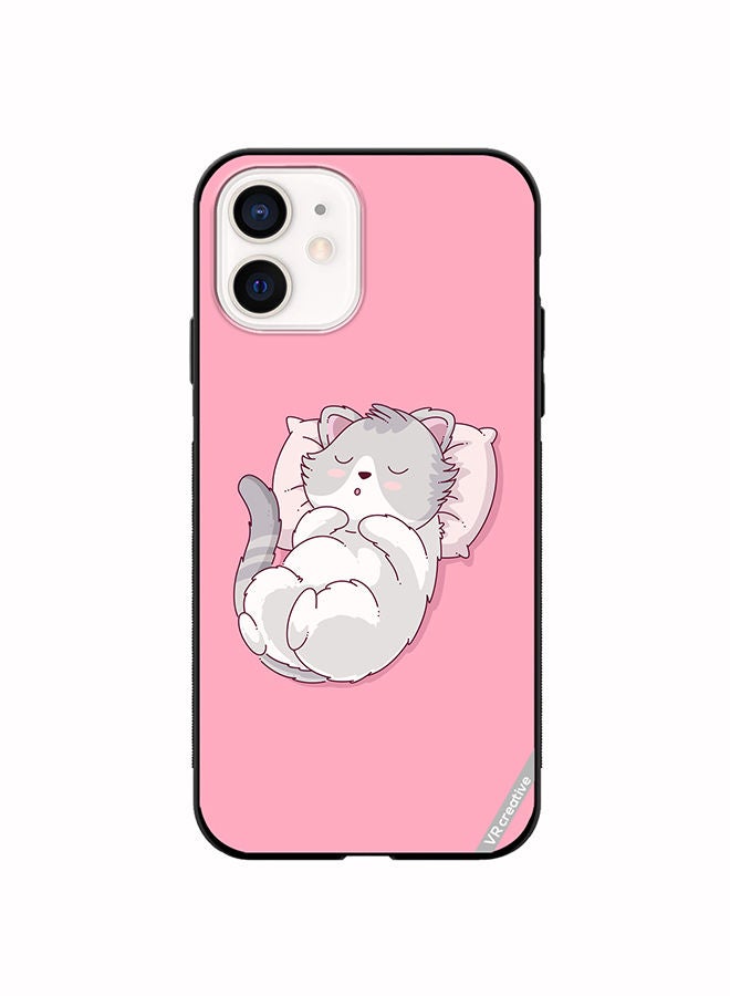 VR CREATIVE Protective Case Cover For Apple iPhone 12 mini Cozy Cat Design Multicolour - Image 1