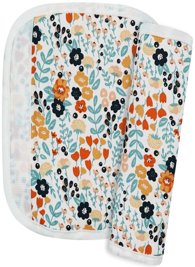 REFLYAWAY 2Pcs Baby Car Seat Neck Cover for Kids, Children Seat Belt Cushion Cute Cartoon Pattern, Comfortable Soft Belt Pads Cover Neck Support Travelling (Pink Flower) - Image 1