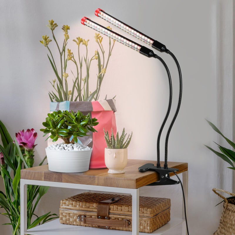 FECiDA Gamechanger! 18 Watt Power Draw, NO Need Adapter, FECiDA 2026 2Head Clip Grow Lights for Seed Starting, Bonsai, Small Indoor Plants, Enough Bright Like Sun, 4/8/12/16/20H Timer - Image 3