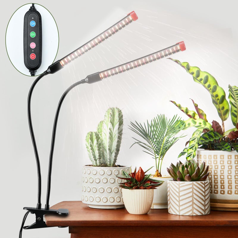 FECiDA Gamechanger! 18 Watt Power Draw, NO Need Adapter, FECiDA 2026 2Head Clip Grow Lights for Seed Starting, Bonsai, Small Indoor Plants, Enough Bright Like Sun, 4/8/12/16/20H Timer - Image 1