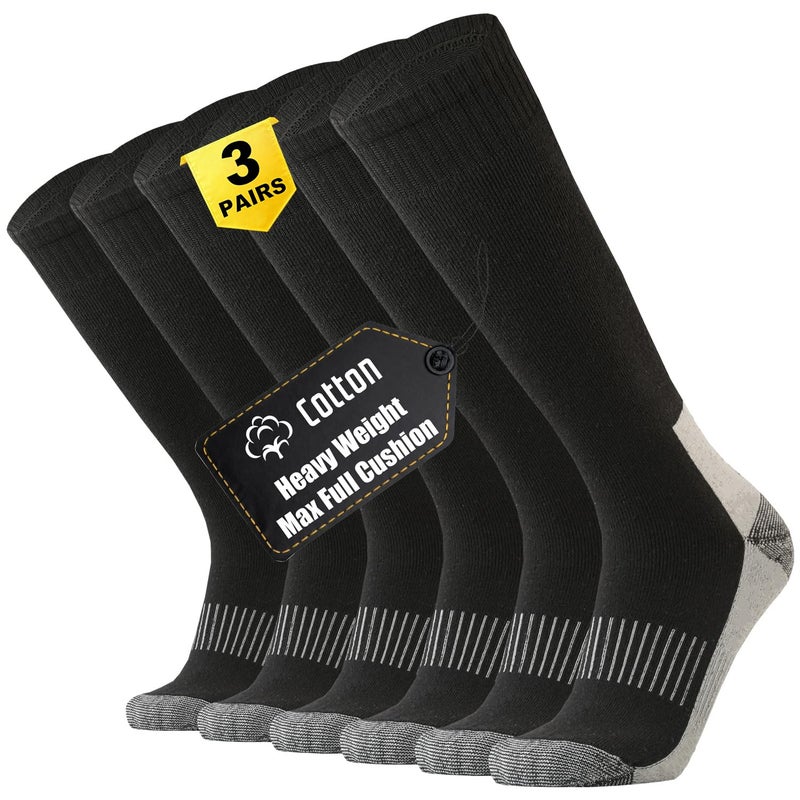 ONKE Max Full Cushion Knee High Socks for Men Steel Toe Work Boot Over the Calf OTC Moisture Wicking Thermal Hiking Hunting(Black L) - Image 1