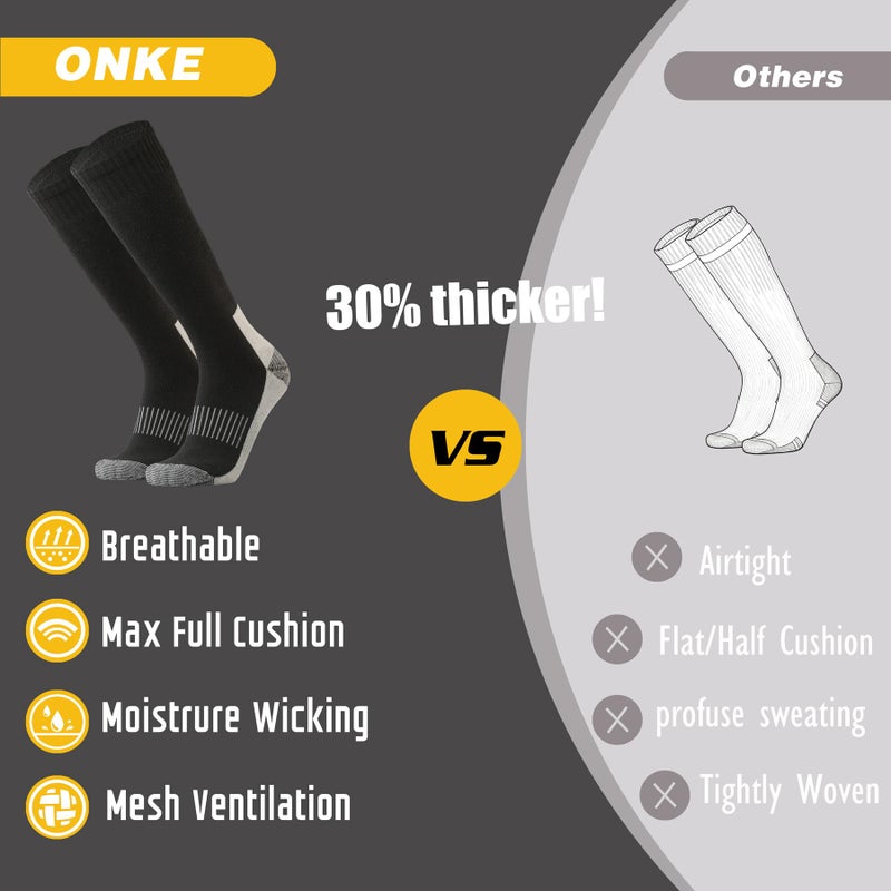 ONKE Max Full Cushion Knee High Socks for Men Steel Toe Work Boot Over the Calf OTC Moisture Wicking Thermal Hiking Hunting(Black L) - Image 4