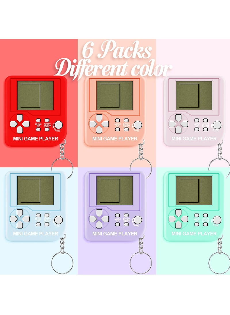 KASTWAVE - 6 Pieces Video Game Party Favors Mini Brick Game Toy Keychain Game Console - Image 1