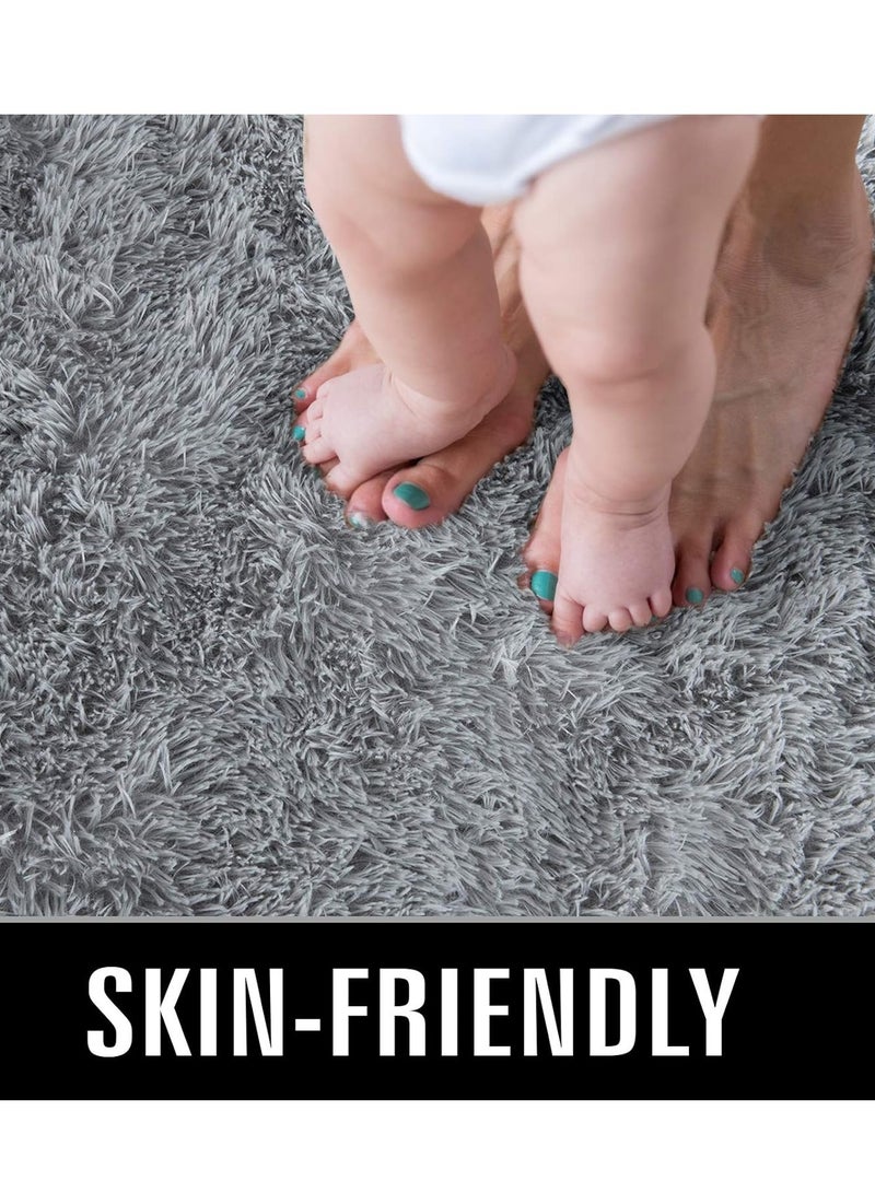 يوستيد سجاد منفوش فائق النعومة، مقاس 200 × 300 سم، سجاد منطقة داخلي حديث من القطيفة لغرفة المعيشة وغرفة النوم وغرفة الأطفال وغرفة الأطفال وديكور المنزل، ترقية سجادة مستطيلة متينة مضادة للانزلاق، رمادي - Image 3