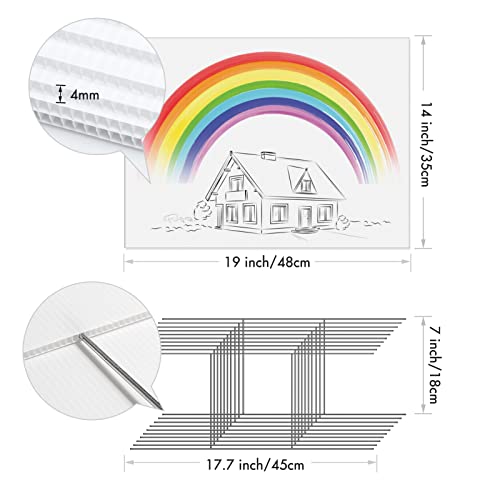 IKAYAS 10 Pack Blank Yard Signs with Stakes, Large Size 19 x 14 Inches White Garden Yard Signs Yard Sale Signs Corrugated Plastic Signs for Party Decorations,Garage Sale, Guidepost, Open House - Image 2