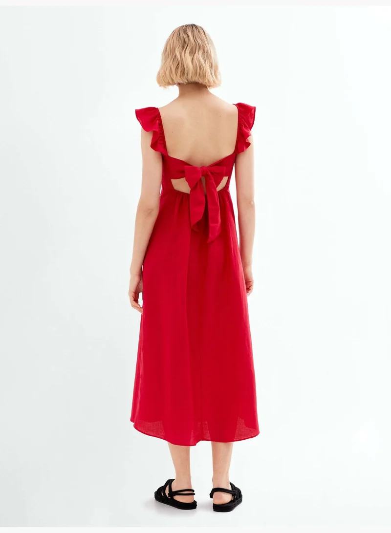 oysho Long strappy linen dress