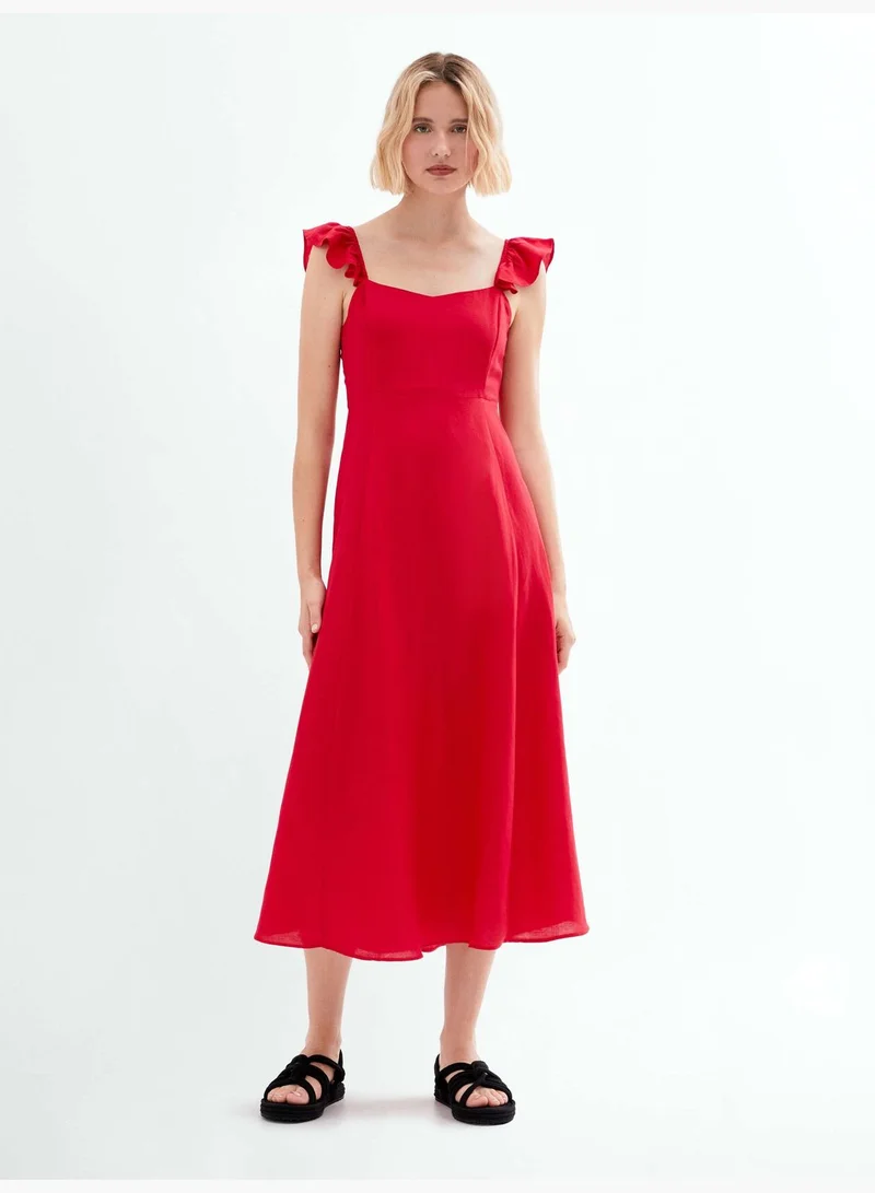 oysho Long strappy linen dress