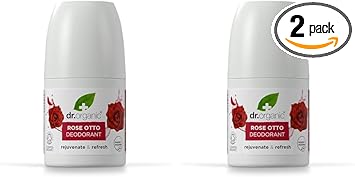 dr.organic Dr Organic Rose Otto Deodorant Aluminium Free Mens Womens Natural Vegan CrueltyFree Paraben SLSFree Organic 50ml Packaging may vary Pack of 2 - Image 1