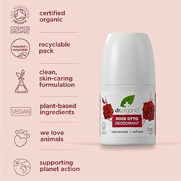 dr.organic Dr Organic Rose Otto Deodorant Aluminium Free Mens Womens Natural Vegan CrueltyFree Paraben SLSFree Organic 50ml Packaging may vary Pack of 2 - Image 5