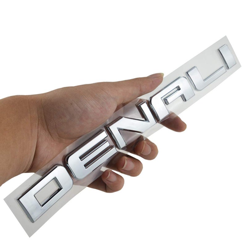 1x Denali Door Badge NAMEPLATE FIT for Yukon Canyon Sierra Trunk Emblem Silver