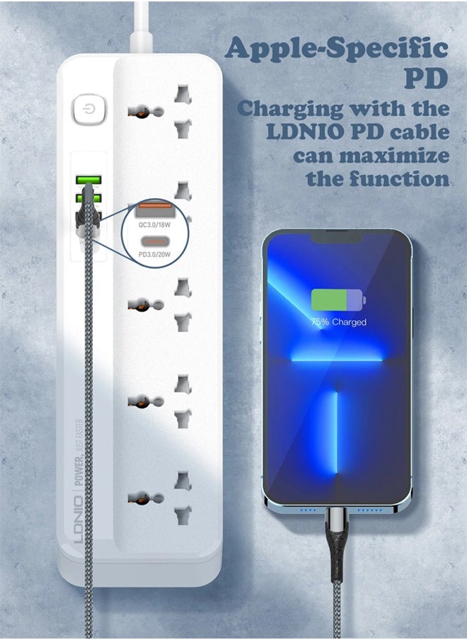 5 Universal Power Extension Cord with Multi Sockets Outlets Compatible With UK/UAE Plug, 3 Auto ID USB PD Ports For Mobile Charging, And 2m Extension Cord for Home, Office, Dorm Essentials - pzsku/ZE59B7CFA5A94AD2446F2Z/45/1741714393/c34a3e38-e90b-40c2-84c5-e057f4402867