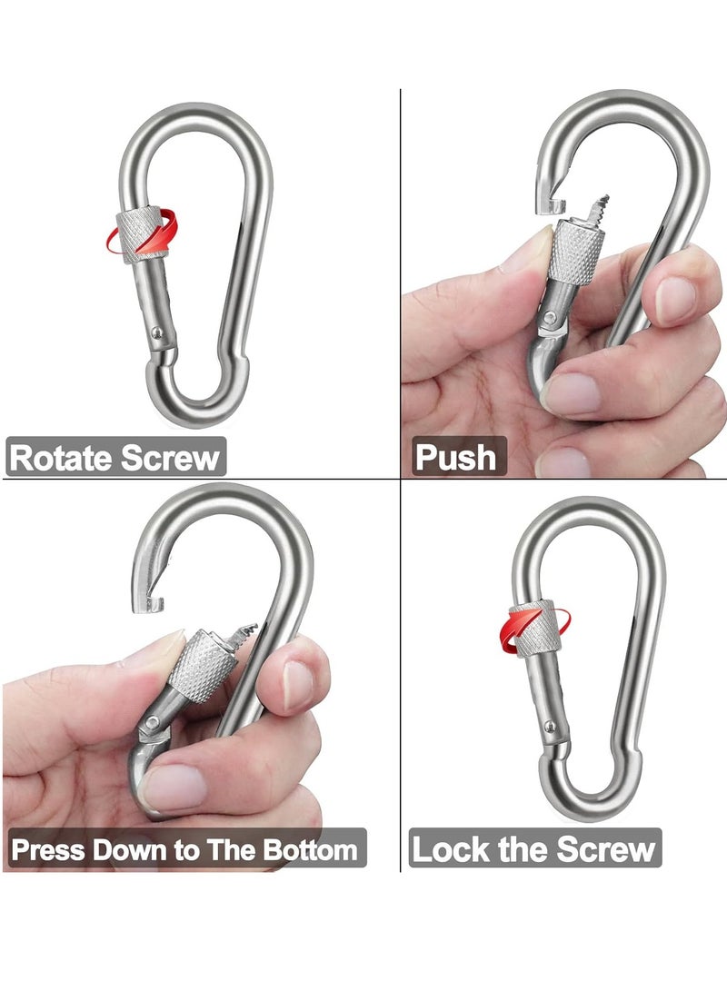 رينوفو مشبك تثبيت لولبي عالي الجودة من الفولاذ المقاوم للصدأ مكون من قطعتين للاستخدام في الهواء الطلق والتخييم والمشي لمسافات طويلة والتأرجح وصالة الألعاب الرياضية ومقود الكلب والمزيد - Image 2