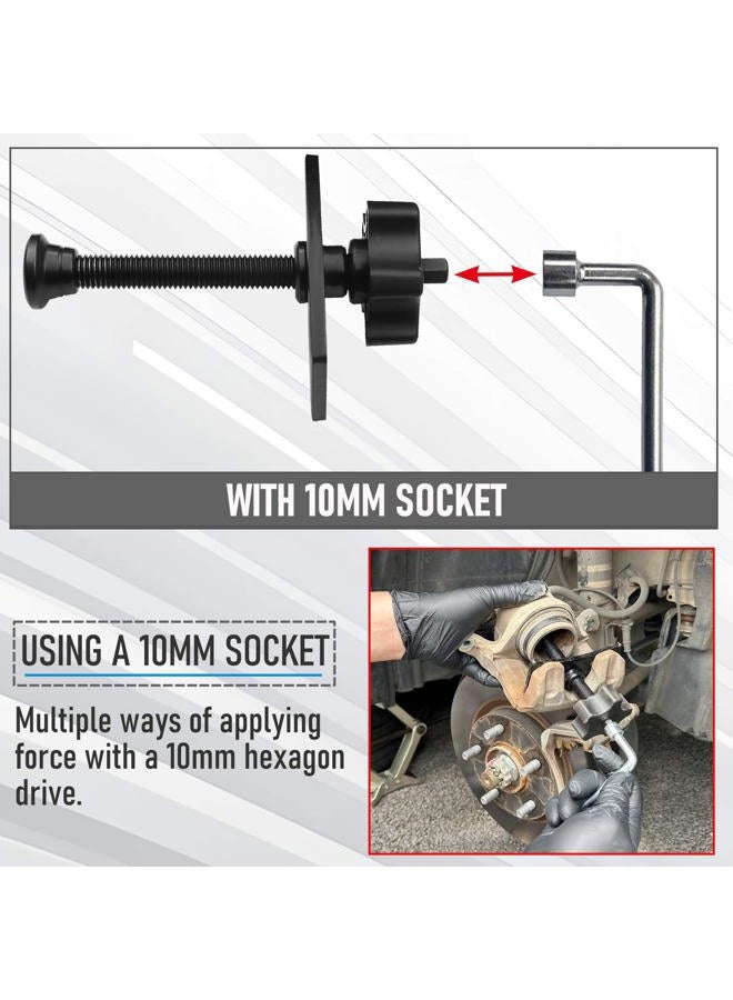 TEOFix Brake Caliper Compression Tool.Heavy Duty Caliper Piston Compressor Tool with 10mm Socket Tool and Brake Caliper LUB - Image 5