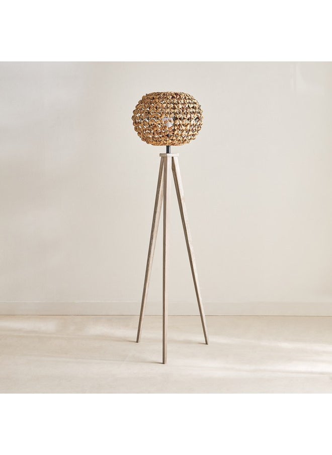 Home Box Collett Wooden E27 Tripod Floor Lamp with Sea Grass Shade 41 x 41 x 159 cm 