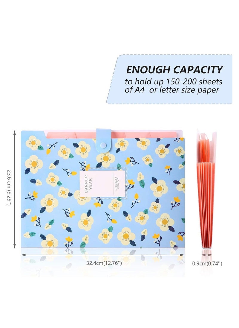 Y&D - 4 Pack A4 File Folder Expanding with 8 Pockets Floral Accordian Orgsniser High Capacity for Home School Office - Image 1