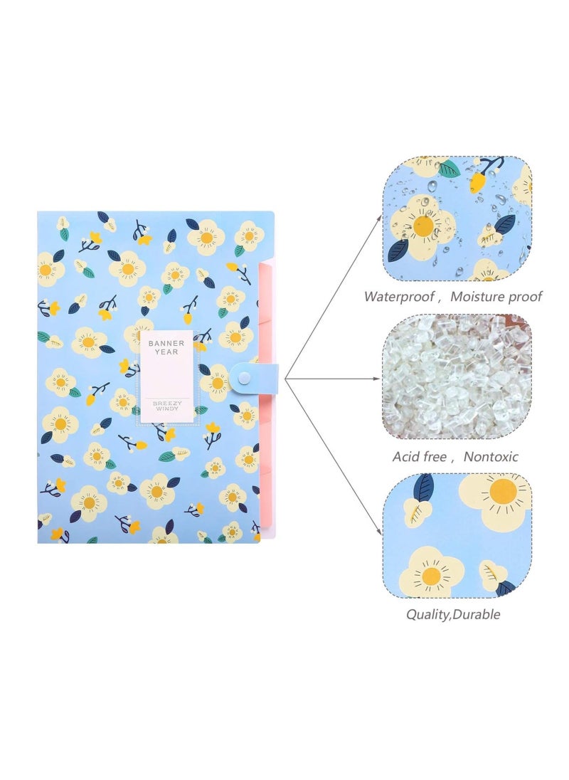 Y&D - 4 Pack A4 File Folder Expanding with 8 Pockets Floral Accordian Orgsniser High Capacity for Home School Office - Image 1