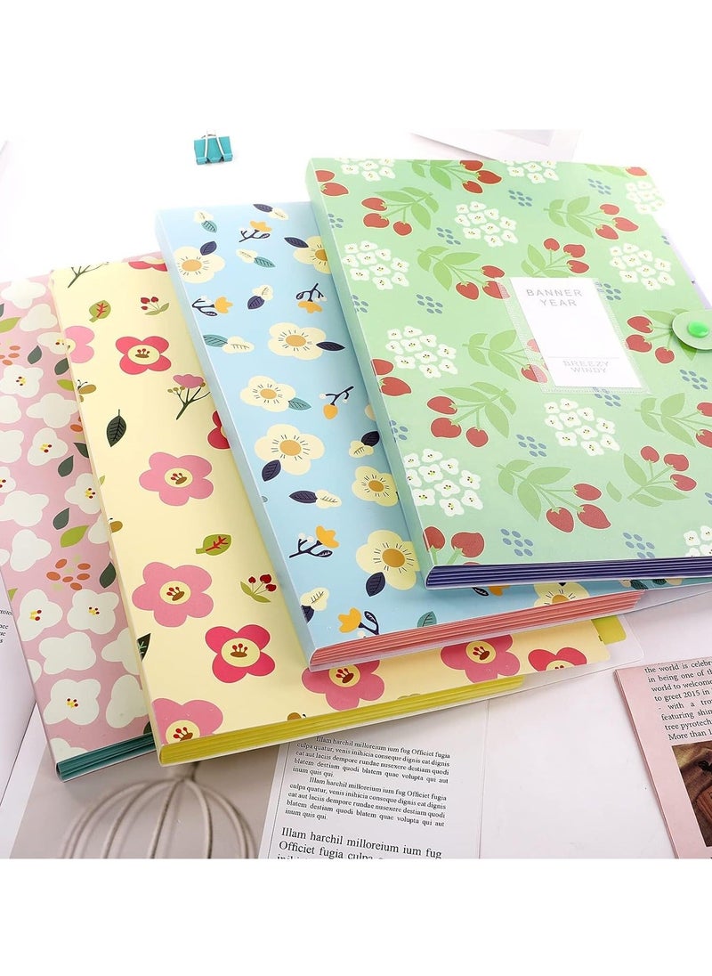 Y&D - 4 Pack A4 File Folder Expanding with 8 Pockets Floral Accordian Orgsniser High Capacity for Home School Office - Image 1