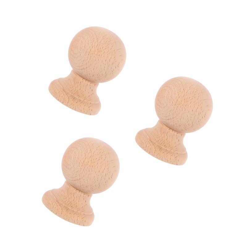 3pcs Unfinished Wood Finials DIY Crafts Bed Post Finials Staircase Finials Decorative Finials Hardwood Finial for Round Wood Bun Foot - Image 1