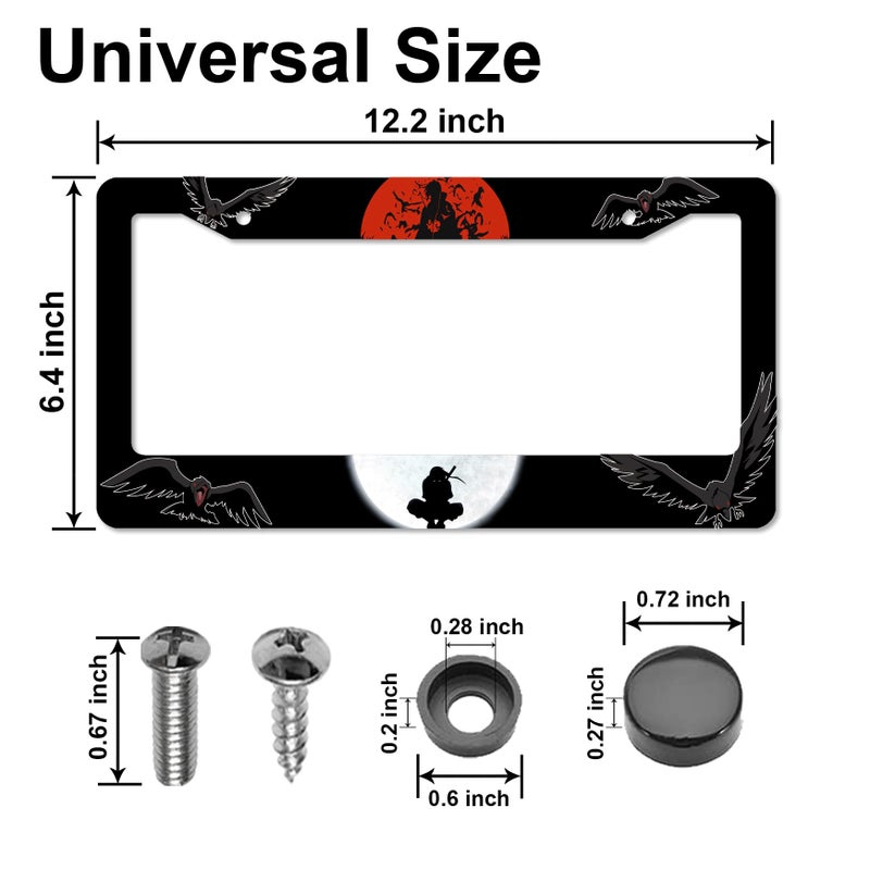 DGDRHZ Anime License Plate Framesï¼ŒAnime Car Accessories for Women & Menï¼ŒCute License Plate Holderï¼ŒAluminum License Plate Frame Fits Standard US Vehicles Size 12.2 x 6 Inch (Black-2pcs) - Image 2