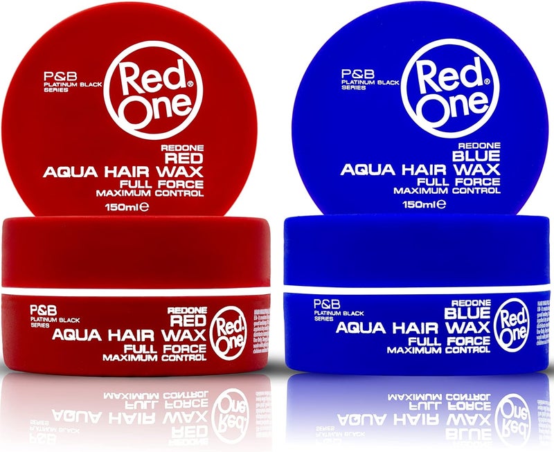 Redone Aquatic Styling Wax Red & Blue 150ml | Edge Control | Hair Gel Wax | Ultra-Hold | Strawberry & Chewing Gum Fragrance | Max Control | Pack of 2 - Image 1
