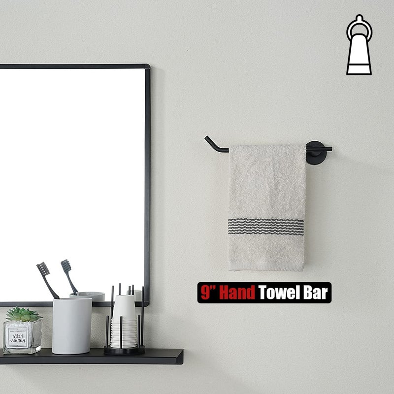 JQK JQK Black Hand Towel Bar  Stainless Steel Towel Ring for Bathroom  9 Inch Necklace Holder Matte Black Wall Mount Left Hand  TR101-PB  - Image 3