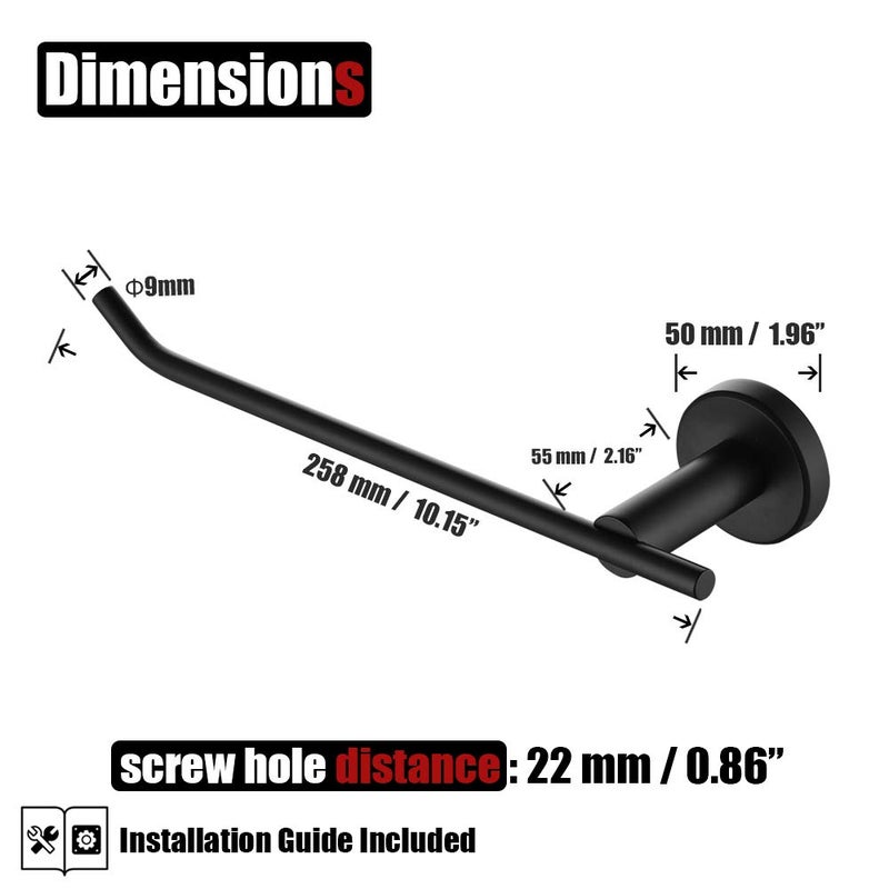 JQK JQK Black Hand Towel Bar  Stainless Steel Towel Ring for Bathroom  9 Inch Necklace Holder Matte Black Wall Mount Left Hand  TR101-PB  - Image 1
