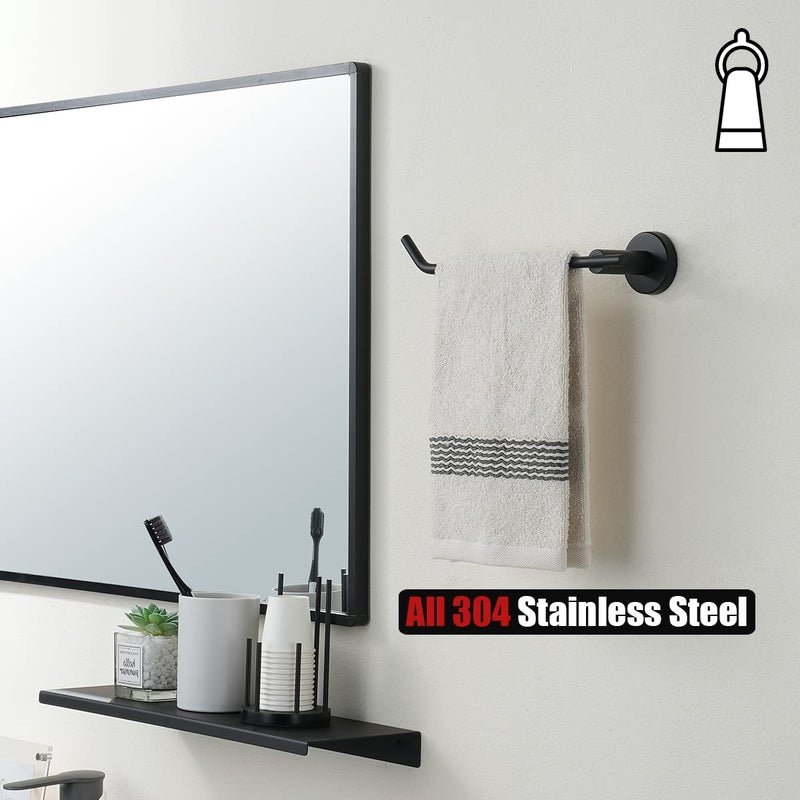 JQK JQK Black Hand Towel Bar  Stainless Steel Towel Ring for Bathroom  9 Inch Necklace Holder Matte Black Wall Mount Left Hand  TR101-PB  - Image 2