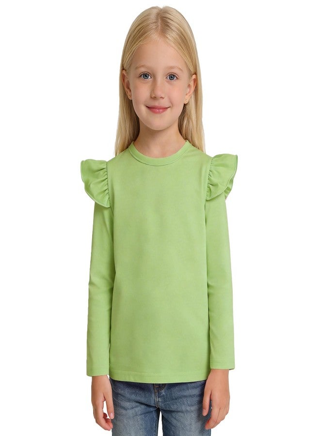 بمعنى سحر بمعنى حديقة تيشيرت ماجيك بارك للبنات الصغيرات من عمر سنة إلى 10 سنوات بأكمام طويلة وكشكشة، تيشيرت بلون موحد، بلوزة كاجوال للأطفال، مناسبة لفصلي الربيع والخريف والشتاء (أكمام طويلة، لون أخضر فاتح، من 4 إلى 5 سنوات) - Image 1