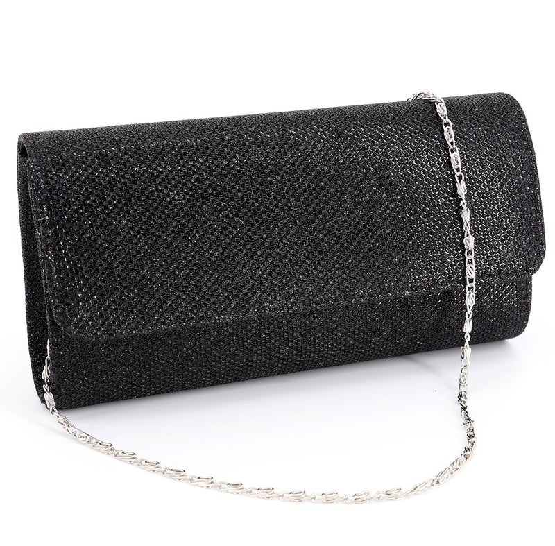 Naimo Flap Dazzling Small Clutch Bag Evening Bag With Detachable Chain (Black) - Image 1
