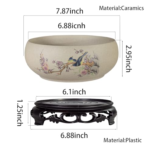 TOIVO Lotus Bowl Planter Coarse Pottery Water Lily Flower Pot with Plastic Base 78 inches B1 - Image 3