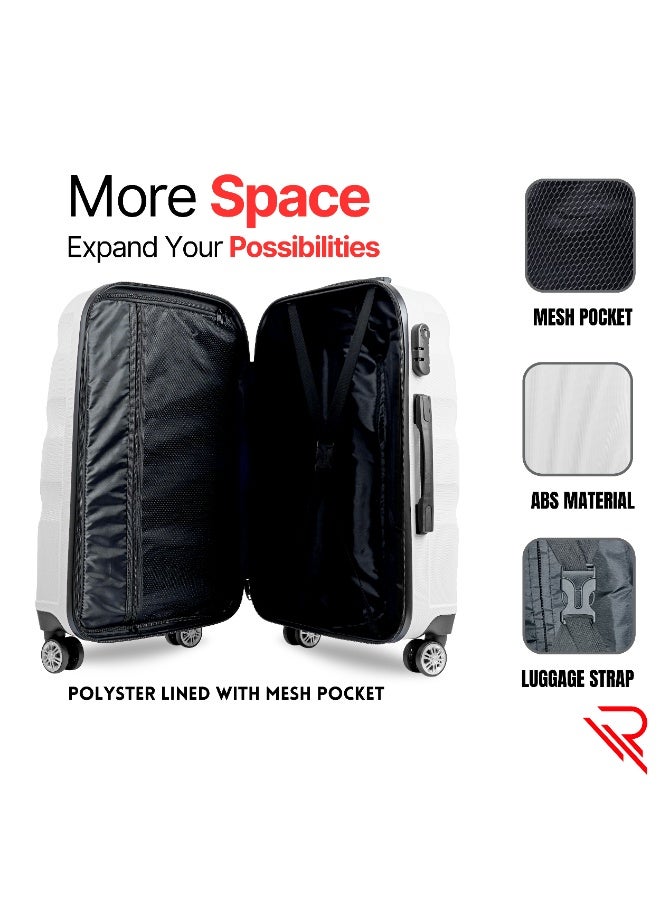 Reflection ABS Carry On Suitcase Airline Approved, Lightweight 24 Inch  Luggage- 360° Silent Wheels, ABS Hard Luggage Trolley, Spinner Wheels, Travel Luggage  (24-Inch , White) - Image 3