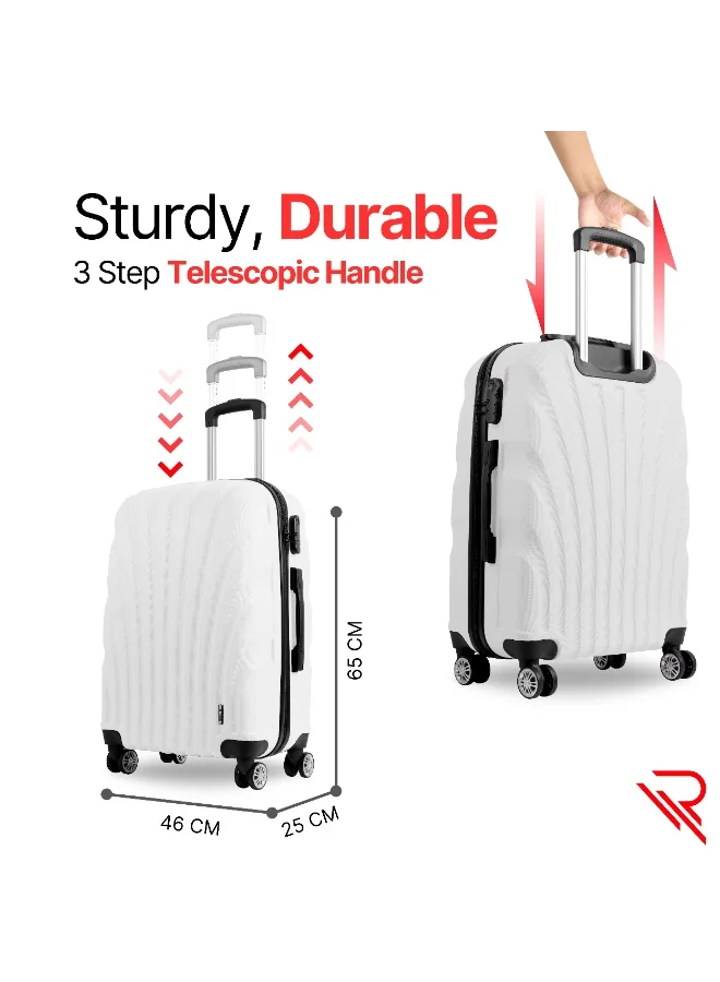 Reflection  Reflection ABS Carry On Suitcase Airline Approved, Lightweight 24 Inch  Luggage- 360° Silent Wheels, ABS Hard Luggage Trolley, Spinner Wheels, Travel Luggage  (24-Inch , White)  | Best Price UAE
