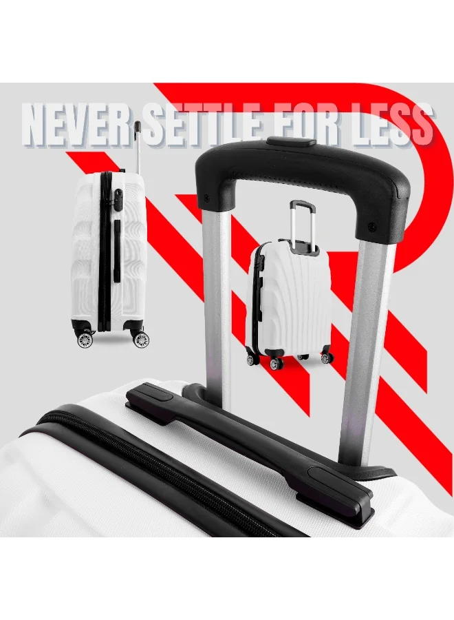 Reflection  Reflection ABS Carry On Suitcase Airline Approved, Lightweight 24 Inch  Luggage- 360° Silent Wheels, ABS Hard Luggage Trolley, Spinner Wheels, Travel Luggage  (24-Inch , White)  | Best Price UAE