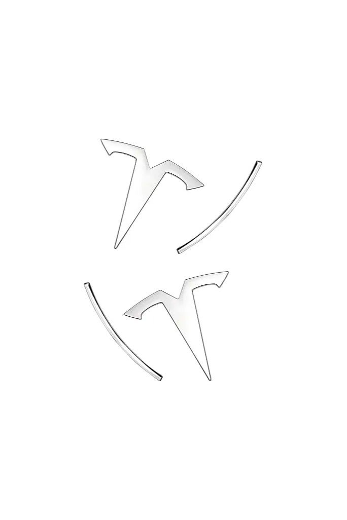 Tesla Powlamks 3D Metal Emblem Sticker for Tesla Model 3, 2Pcs - Front Hood Badge Decal & Rear Trunk Logo (Silver)
