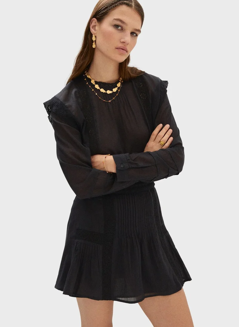 MANGO Lace Detail Knitted Top