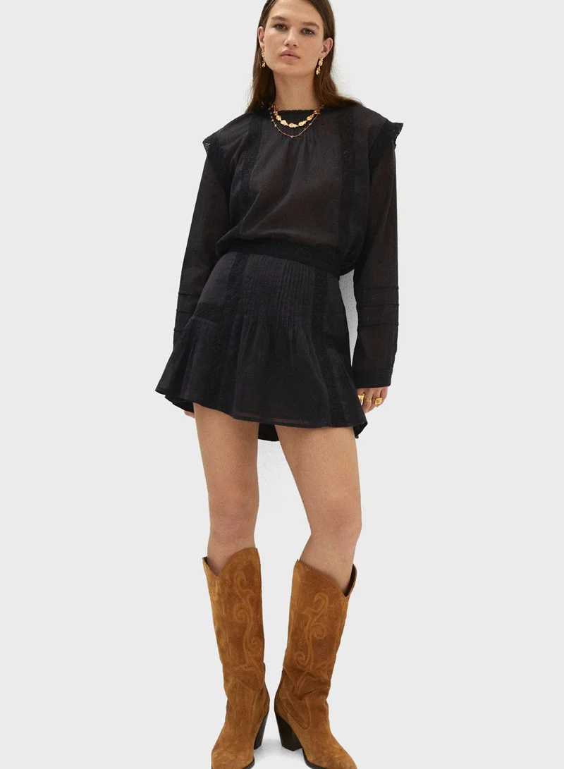 MANGO Lace Detail Knitted Top