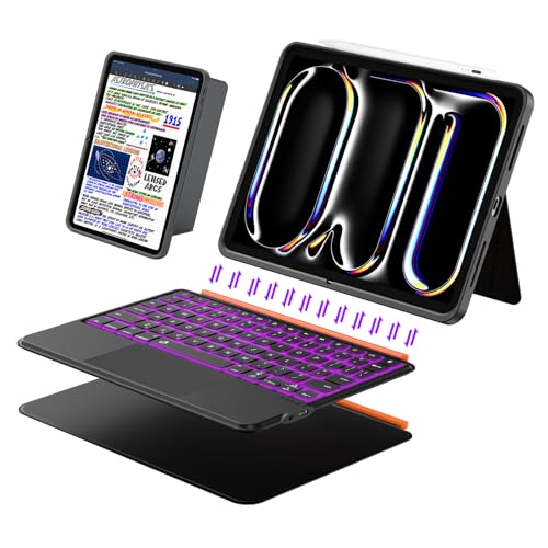 DANCESOUL iPad Pro 13 inch Case with Keyboard (M5 2025, M4 2024), Flex Magnetic Detachable Backlit Keyboard Case, Larger Multi-Trackpad, Landscape/Portrait, 160° Adjustable Stand, Slim Protective Case (Black) - Image 1