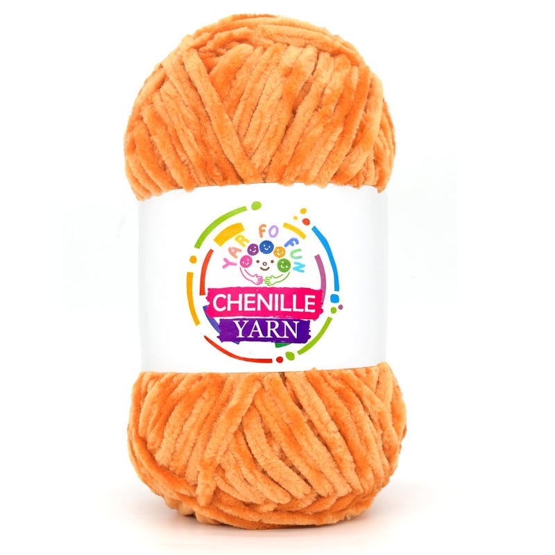 100g Velvet Chenille Yarn for CrochetingOrange Fluffy Velvet Plush Yarn Thick Soft Chunky Chenille Yarn Baby Blanket Yarn for Crocheting Knitting BeginnersOrange