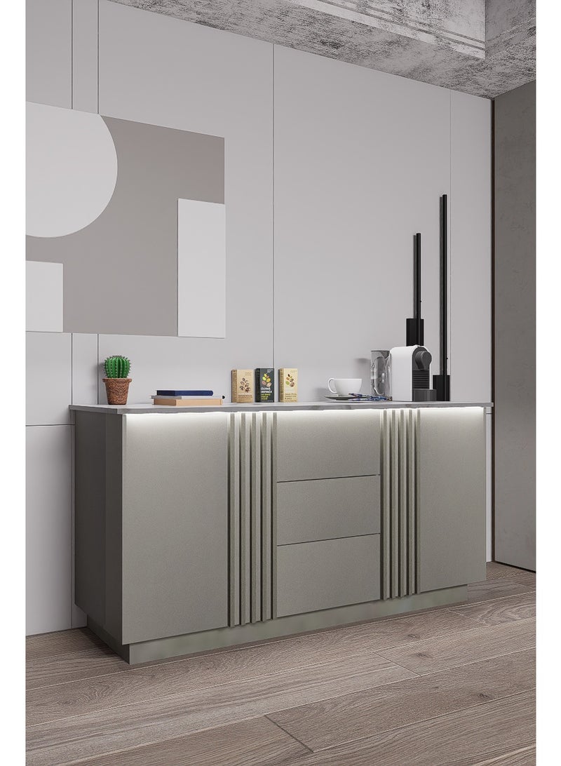 كوفي وورلد ركن القهوة باللون رمادي بالاضاءة المخفية الانيقة تكيسات الطولية. - Image 2