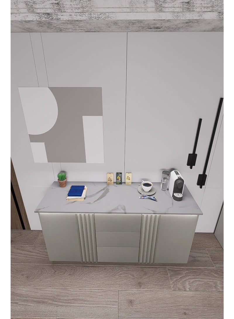 كوفي وورلد ركن القهوة باللون رمادي بالاضاءة المخفية الانيقة تكيسات الطولية. - Image 4