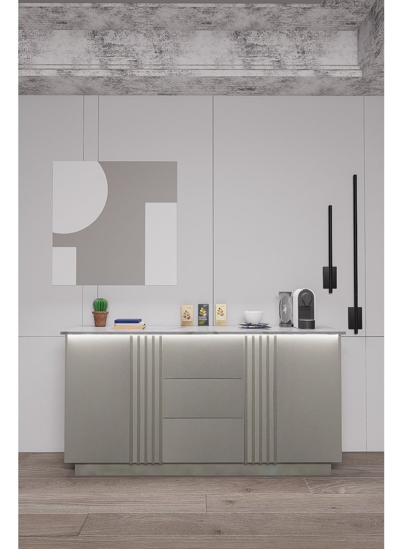 كوفي وورلد ركن القهوة باللون رمادي بالاضاءة المخفية الانيقة تكيسات الطولية. - Image 1