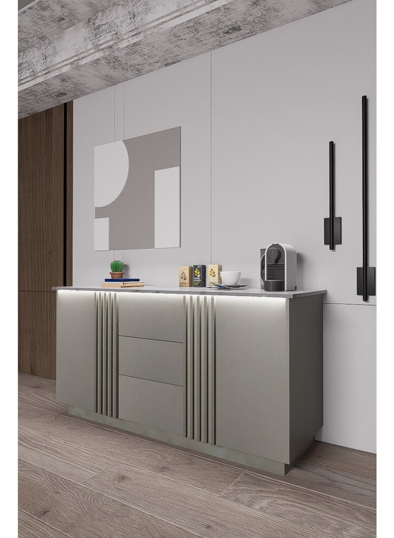 كوفي وورلد ركن القهوة باللون رمادي بالاضاءة المخفية الانيقة تكيسات الطولية. - Image 3