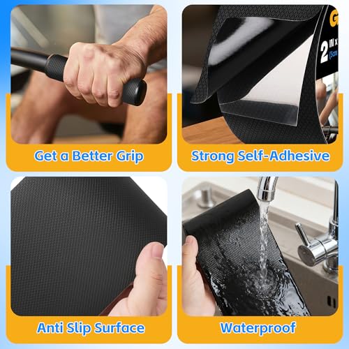 Xfenvs Rubber Grip Tape, 4 in x 12 Ft Black Ultra-Thin Strong Adhesive Non-Slip Tape, Anti-Slip Grip Tape for Handles, Waterproof Heat Resistant Cushion Grip, Comfortable in Hands - Image 3