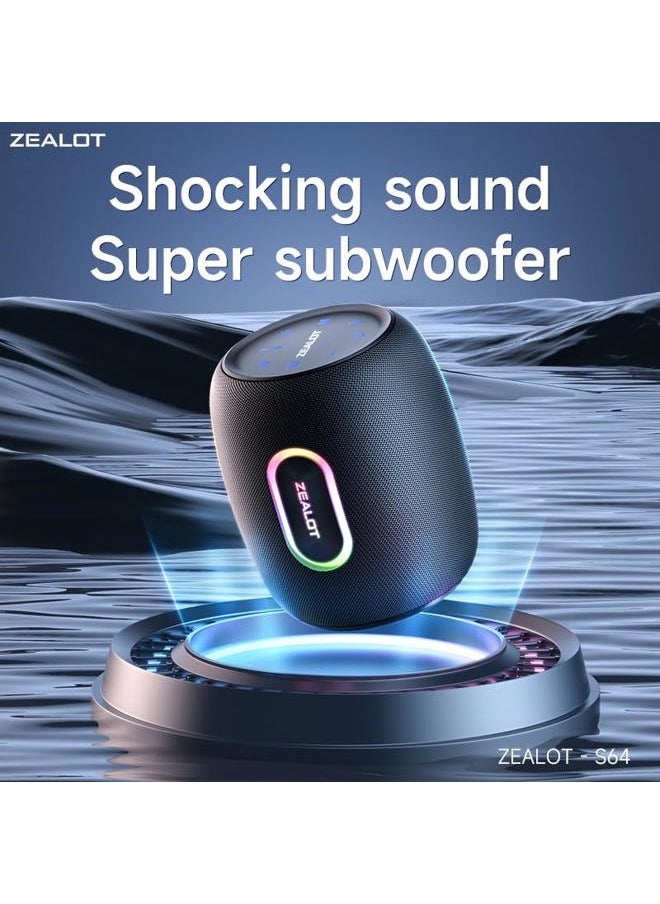 Zealot - Zealot Bluetooth Speakers,360° Surround 75W Portable IP67 Wireless Bass Boost Loud Speakers with Subwoofer,Bluetooth 5.3 Stereo Dual Pairing Speakers,Lights,30H Playtime for Home,Party,Gift (Upgraded) - Image 1
