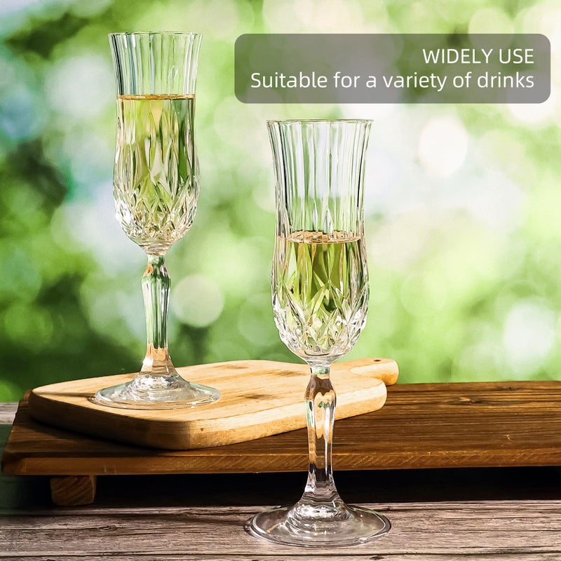 HAKEEMI Champagne Flutes Set of 12-4 oz Vintage Crystal Clear Glasses with Cut Design, Elegant Stemware for Champagne, Prosecco, Mimosa, Dishwasher Safe, Ideal for Weddings, Parties, and Home Use (12 PCS) - Image 3