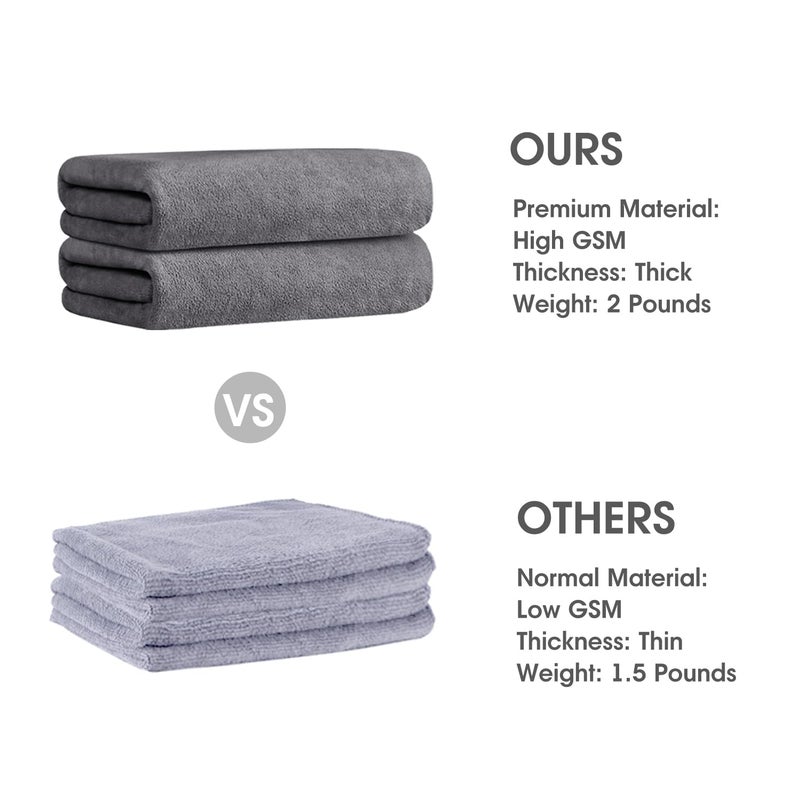 JML Microfiber Bath Towel 2 Pack(30" x 60"), Oversized Thick Towels, Soft, Super Absorbent and Fast Drying, No Fading Multipurpose Use for Sports, Travel, Fitness, Yoga, 30 in 60 in, Grey Count - Image 2