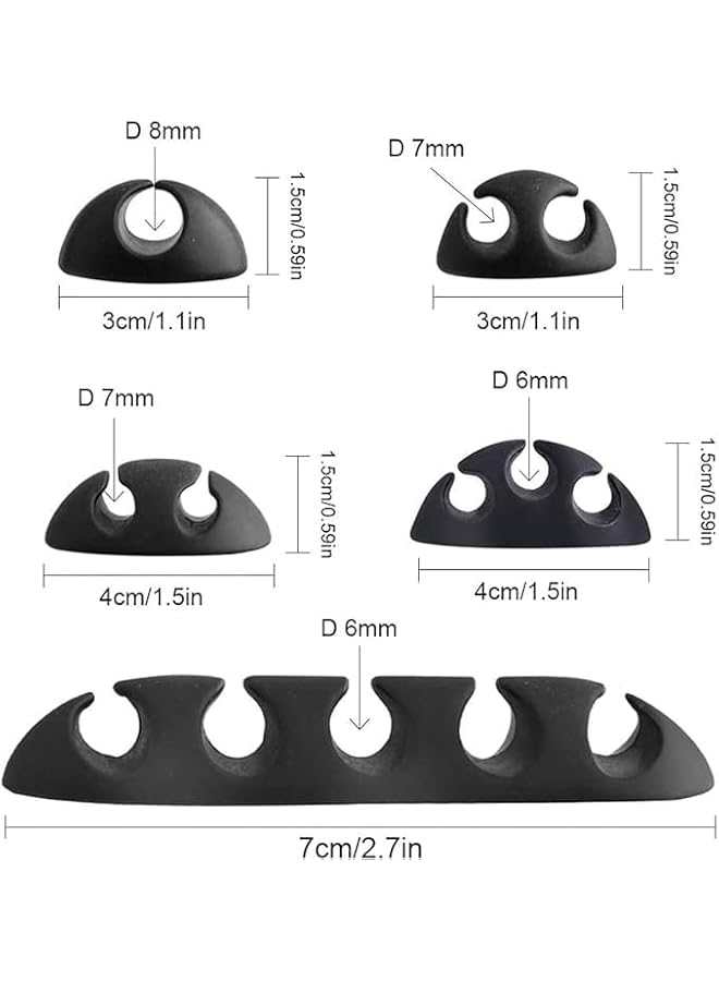 promass Multipurpose Cable Clips, Self Adhesive Cord Holders, Desk Cable Management Clips Wire Holder for Organizing Cables Cords, Wires Home, Office(20 Pack) - Image 2