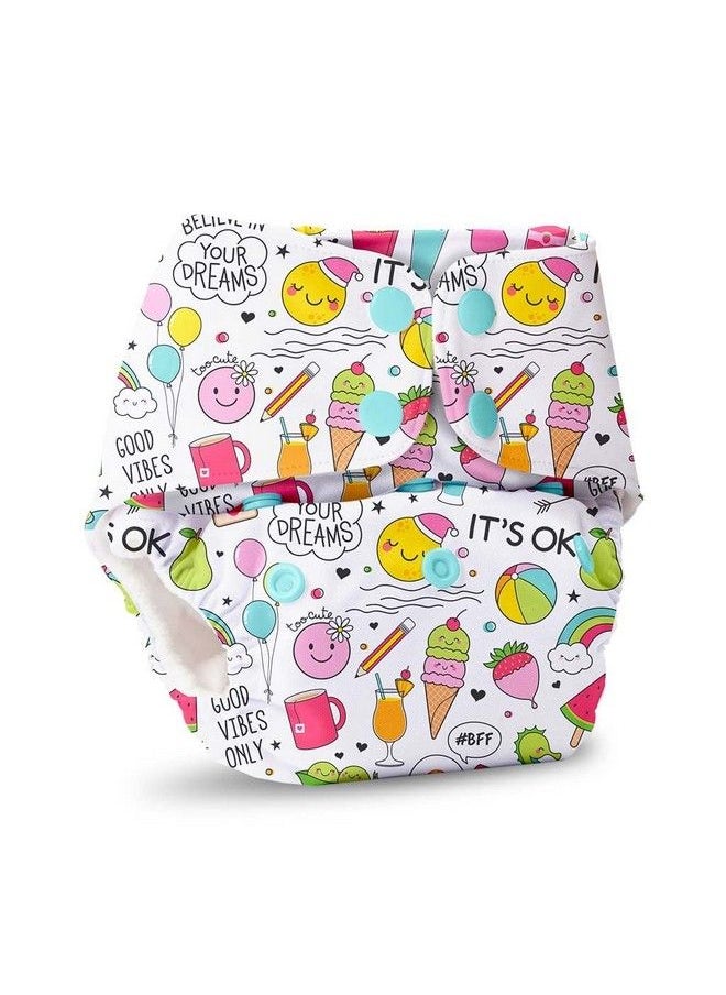 Superbottoms Basic Pack Of 4 Assorted Cloth Diaper For Baby And 1 Dry Feel Langot (Fits 05 Kg) ; Washable & Reusable Cotton Diaper For 03 Yrs ; Freesize Adjustable ; Reduces Rash ; With 4 Quick Dry Pad Insert  - Image 4