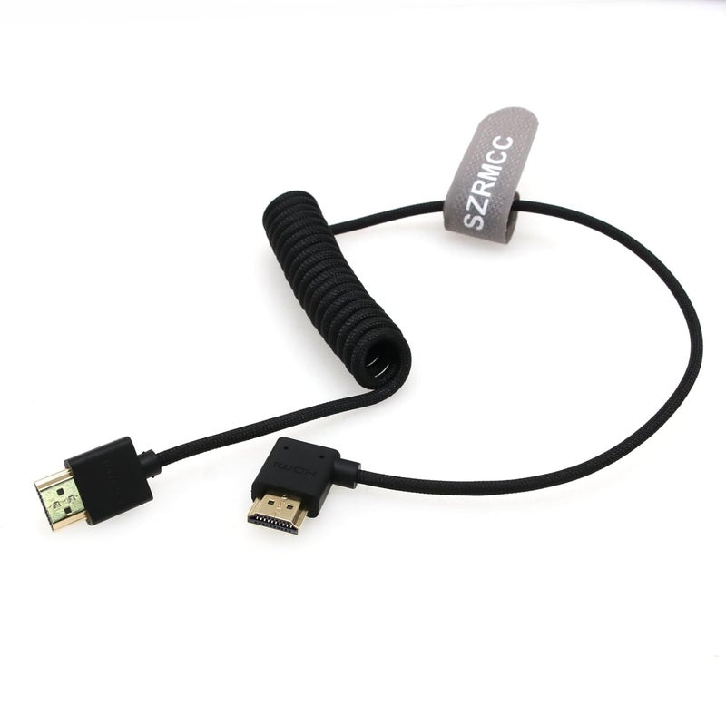 اس زد ار ام سي سي كابل 8K HDMI إلى HDMI بزاوية قائمة فائق السرعة ملفوف مضفر للكاميرا Z Cam E2 Sony FX6 FX9 Canon EOS C70 C300 Portkeys BM5 Atomos Ninjav V Shogun Monitor - Image 1